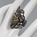 Ring - blue topaz  cubic zirconia shell size 13.5