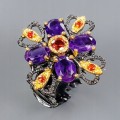 Ring 925 natural amethyst garnet size 13