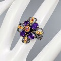 Ring 925 natural amethyst garnet size 13