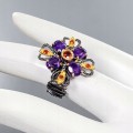 Ring 925 natural amethyst garnet size 13
