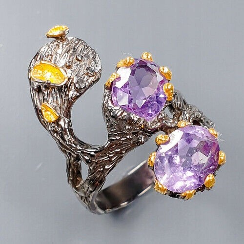 Pierścionek naturalne ametysty srebro r 17 piękny3