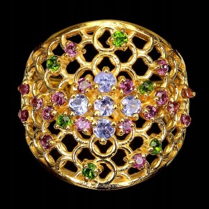 Pierścionek srebrny 925 tanzanity diopsydy r 16 2