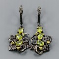 Silver earrings natural peridot cubic zirconia 925 1