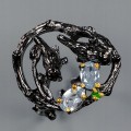 Natural Sapphires diopside ring size 15 topaz