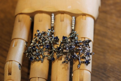 Kolczyki 925 szafiry Songea niebieskie 2