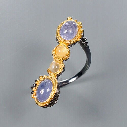 Pierścionek kamień księżycowy tanzanity 925 r 12