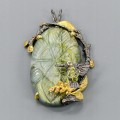  Silver labradorite pendant with sapphires and peridot