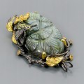  Silver labradorite pendant with sapphires and peridot
