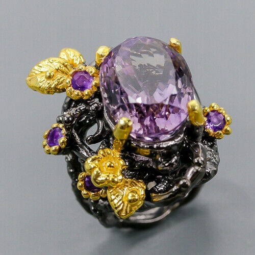 Pierścionek naturalny 17x12mm ametyst srebro r13.5