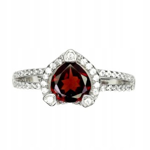 Ring, natural, 925 silver, garnet size 15