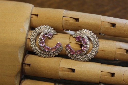 Kolczyki 925 szafiry Songea padparadża różowe 2