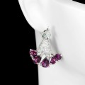 Silver natural earrings rhodolite peacock garnet 2