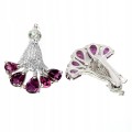 Silver natural earrings rhodolite peacock garnet 2