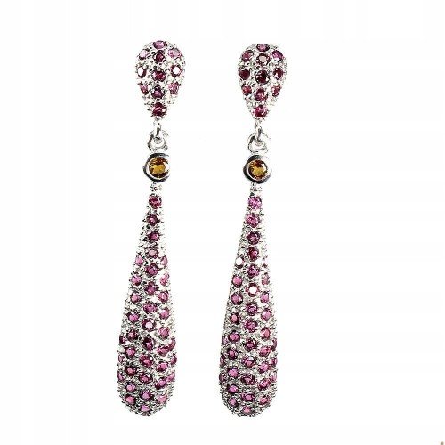 Piękne kolczyki naturalne turmaliny granaty 925 3