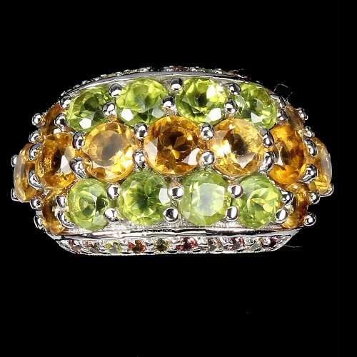 Silver peridot ring size 16 citrine sapphires