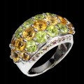 Silver peridot ring size 16 citrine sapphires