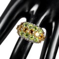Silver peridot ring size 16 citrine sapphires