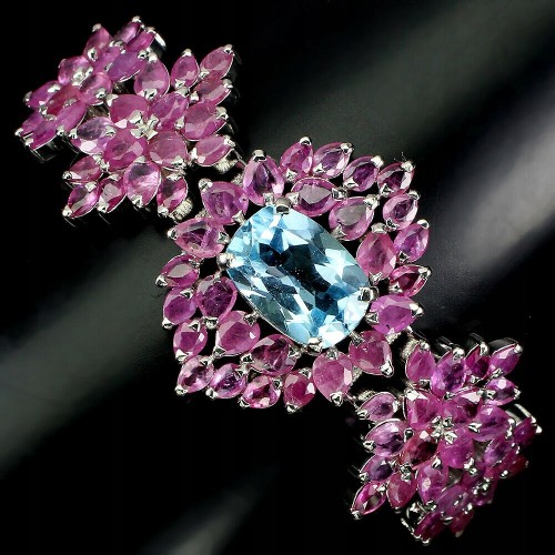 925 silver bracelet, natural topaz rubies