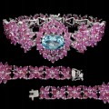 925 silver bracelet, natural topaz rubies