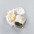Artistic brooch frog pyrite amethyst sapphire 925