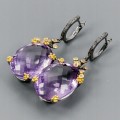 Artystyczne kolczyki ametysty szafiry certyfikat 3
