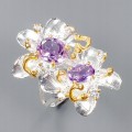 Artistic ring 925 amethyst flower size 13.5