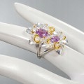 Artistic ring 925 amethyst flower size 13.5