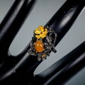 Artistic opal ring  garnet size 16.5 flowers