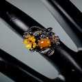 Artistic opal ring  garnet size 16.5 flowers