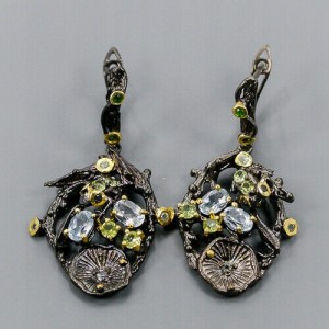 Artistic earrings topaz sapphire peridot diopside3