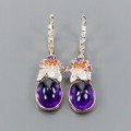 Artistic natural amethyst flower earrings 3