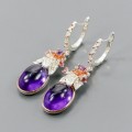 Artistic natural amethyst flower earrings 3