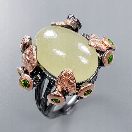 Artystyczny pierścionek akwamaryn diopsydy r 13