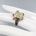 Artystyczny pierścionek akwamaryn diopsydy r 13