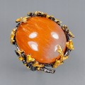 Artistic ring, rutile, quartz size 16.5, silver