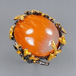 Artystyczny pierścionek rutyl kwarc r 16.5 srebro