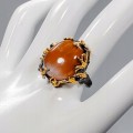 Artistic ring, rutile, quartz size 16.5, silver