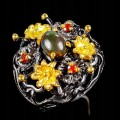 Artistic opal ring  black size 14.5 garnet