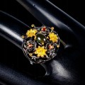 Artistic opal ring  black size 14.5 garnet
