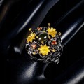 Artistic opal ring  black size 14.5 garnet