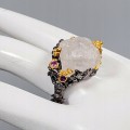 Artistic ring with natural amethyst quartz size 19