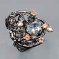 Artystyczny pierścionek topaz turmaliny r 16 żaba