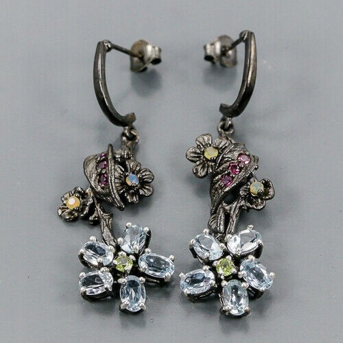 Artistic earrings topaz opals peridot garnet 3