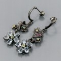 Artistic earrings topaz opals peridot garnet 3