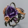 Artystyczny pierścionek ametyst 18x17mm AAA r18 IF