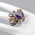 Artystyczny pierścionek ametyst 18x17mm AAA r18 IF