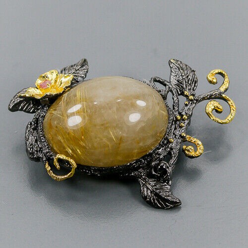 Artistic rutile in quartz brooch tourmaline  45ct