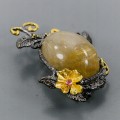 Artistic rutile in quartz brooch tourmaline  45ct