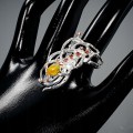 Artistic opal ring  garnet size 14.5 silver
