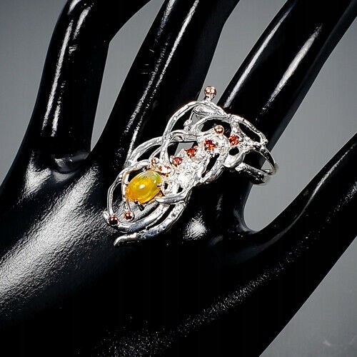 Artistic opal ring  garnet size 14.5 silver